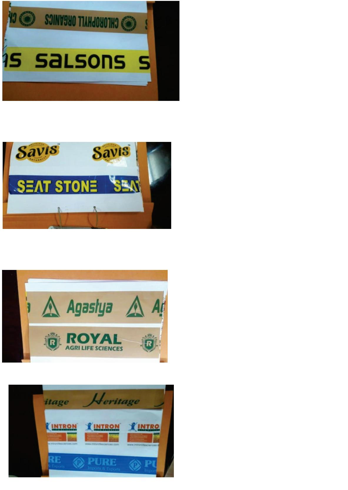 Printed tape sample designs