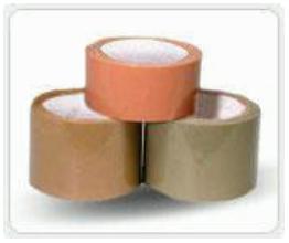Plain brown and transparent adhesive tape rolls